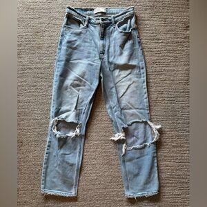 Abercrombie & Fitch Light Blue Distressed 90’s Ultra High Rise Straight Jeans